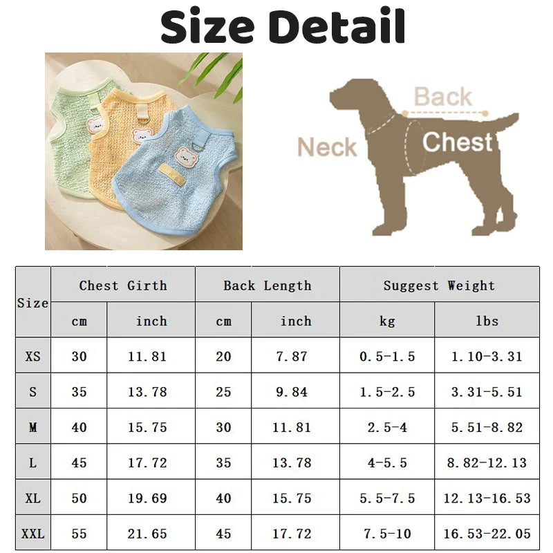 Summer Dog Clothes Bear Print Dog Vest - MyPetDollar.com