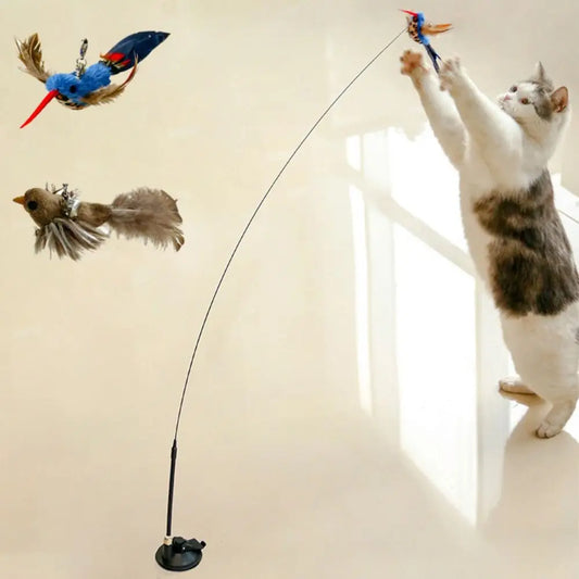 Plush Simulated Bird Cat Stick Head Colorful Teaser (12 colors)