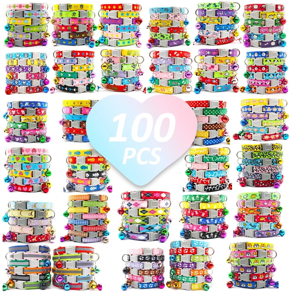 100Pcs Dog Collar With Bells Adjustable - MyPetDollar.com
