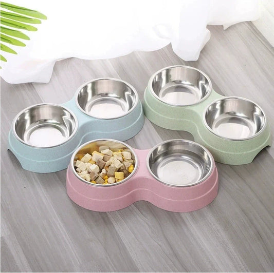1pc Stainless Steel Double Dog Bowls with - MyPetDollar.com