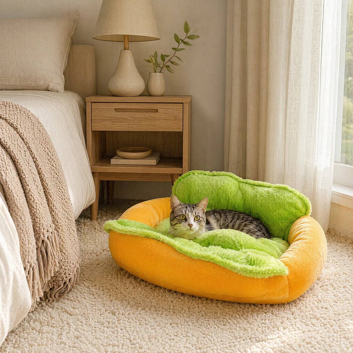 Hot Dog Dogs Bed Removable Washable Indoor - MyPetDollar.com