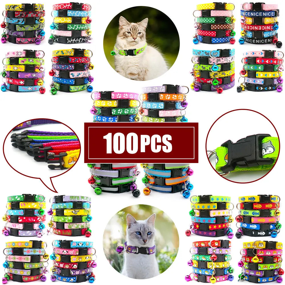 100Pcs Dog Collar With Bells Adjustable - MyPetDollar.com
