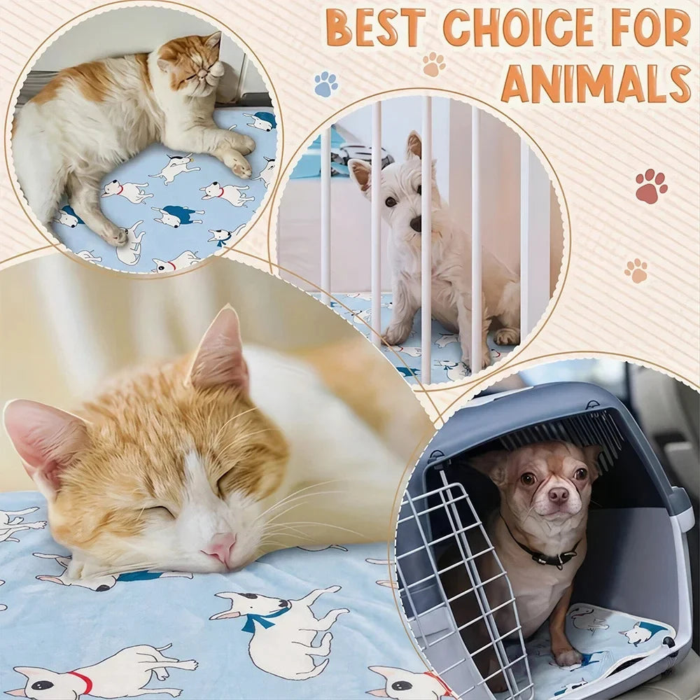Soft Flannel Pet Blanket Cute Bulldog Print - MyPetDollar.com