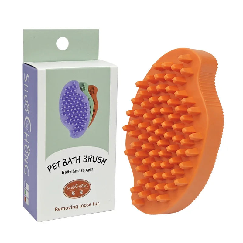Silicone Pet Bath Grooming Brush Double Sided Massage Comb – 3 Colors