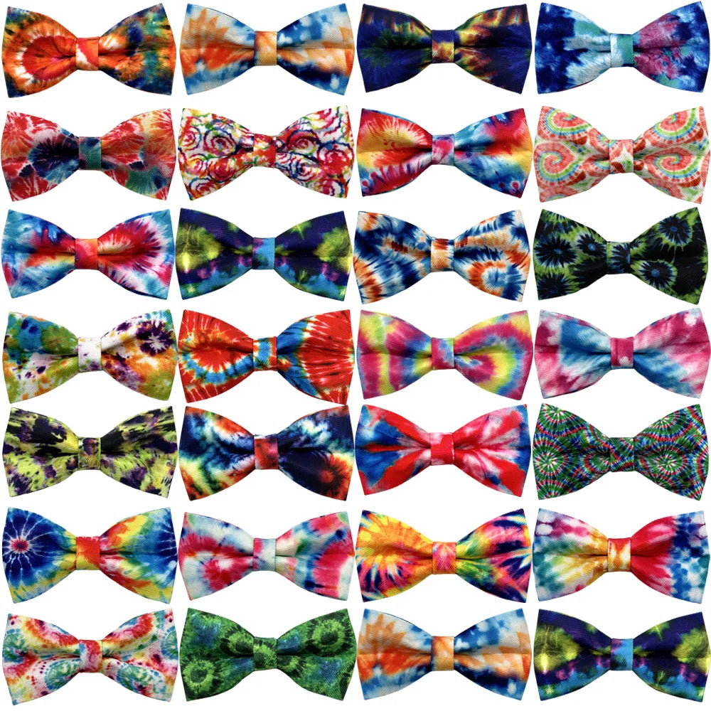 50/100pcs Tie-Dye Dog Bow Ties Slidable Pet - MyPetDollar.com