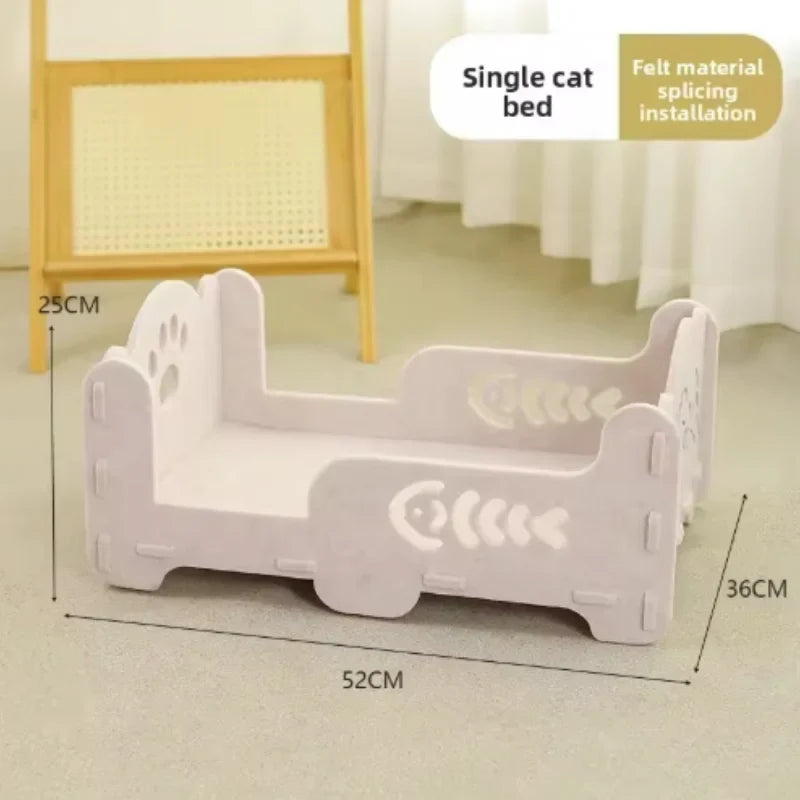 Washable 2-Layer Felt Cat House Indoor Multi Functional Pet Bed