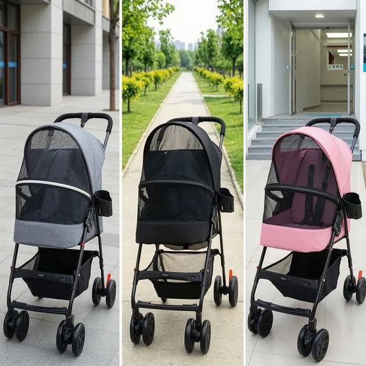 Pet Stroller with Cup Holder Collapsible Pet - MyPetDollar.com