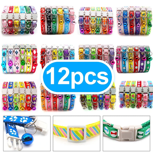 12Pcs Collars Cute with Bells Pet Necklace - MyPetDollar.com