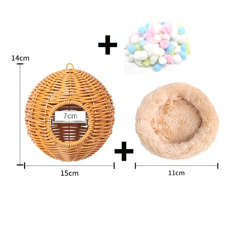 Bird Nest Fake Grass Handwoven Cage – 13 Colors