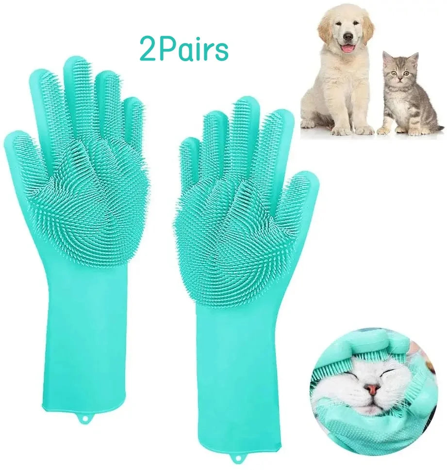 Pet Grooming Cleaning Gloves Dog Cat Bathing - MyPetDollar.com
