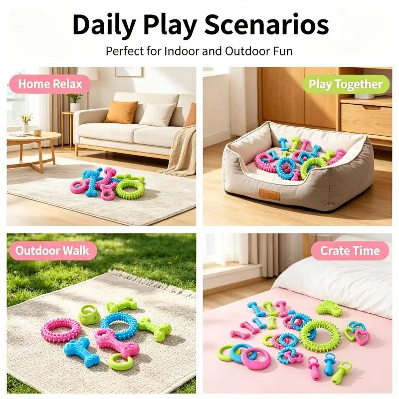 Pet Chew Toys Set Bone Pacifier Thorn Ring - MyPetDollar.com