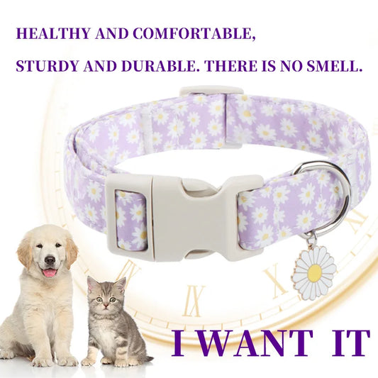 Nylon Flower Dog Collar Adjustable Spring - MyPetDollar.com