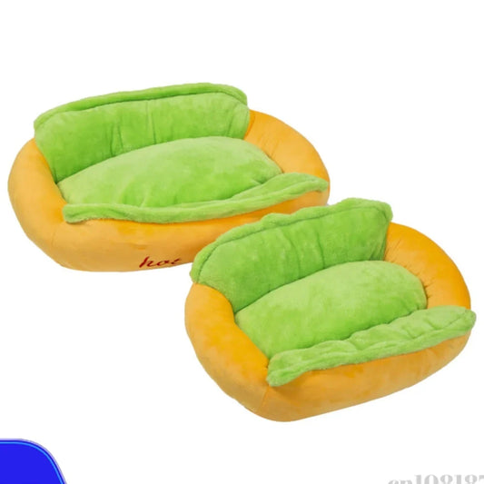 Hot Dog Plush Pet Bed Removable Washable - MyPetDollar.com