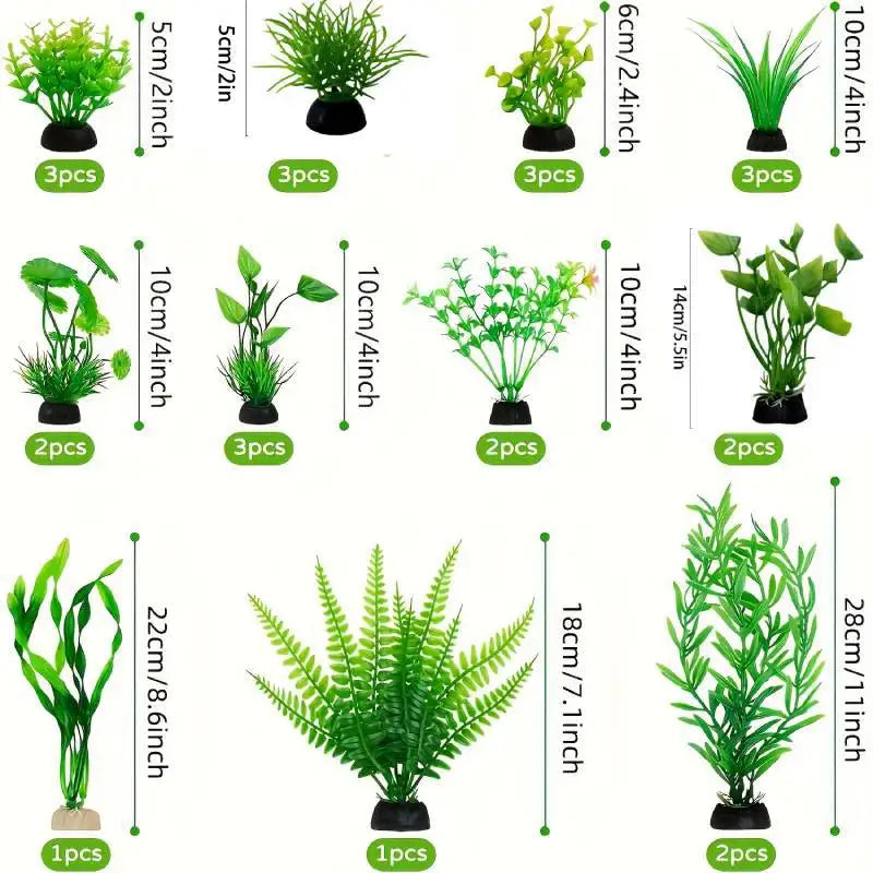 25/26PCS Artificial Aquarium Decor Plants - MyPetDollar.com
