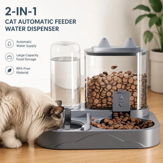 2‑in‑1 Gravity Cat Feeder Water Dispenser - MyPetDollar.com
