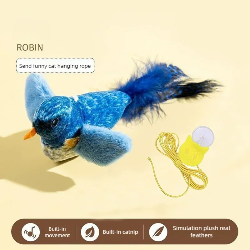 Chirping Bird Cat Toy Elastic Rope Kitten Teaser (3 colors) – view 5