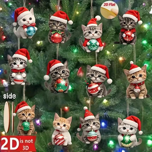 12pcs Christmas Cat Tree Decorations - 2D - MyPetDollar.com