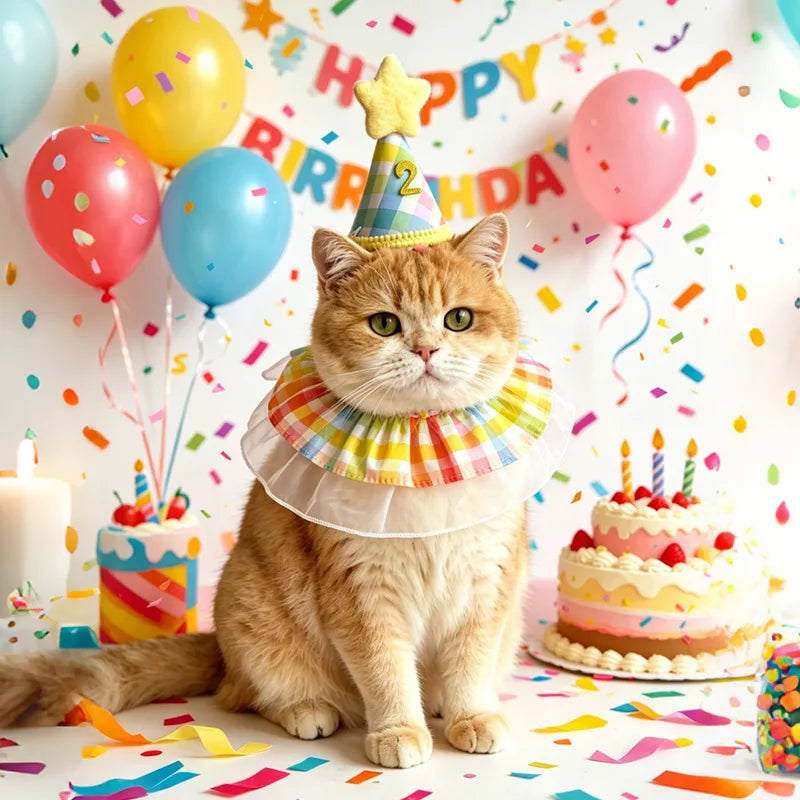 Dog Birthday Hat Bandana New Rainbow Style - MyPetDollar.com