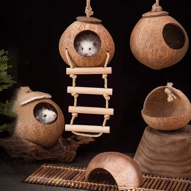 Natural Coconut Shell Hamster Nest Small - MyPetDollar.com