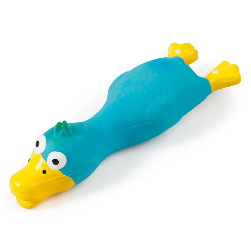 Bite Resistant Squeaky Dog Rubber Toy Latex Animal Shapes Chew – 6 Colors