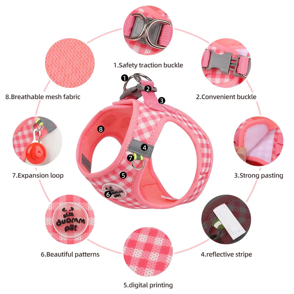 Checkered Pet Harness Cat Leash Small Dog - MyPetDollar.com