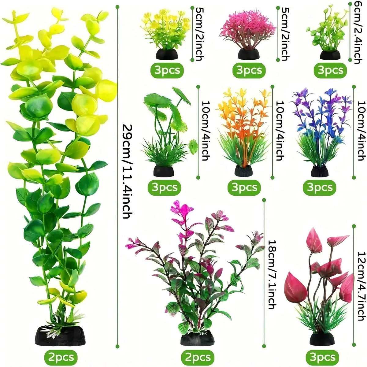 25/26PCS Artificial Aquarium Decor Plants - MyPetDollar.com