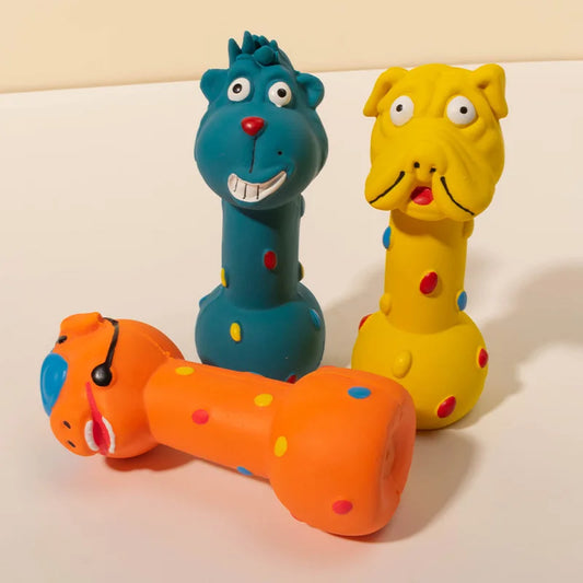 Fun Barbell Dog Toy - Squeaky Interactive - MyPetDollar.com