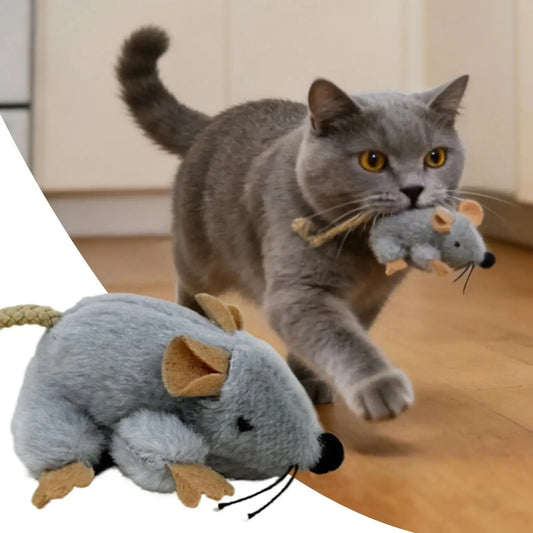 Plush Cat Toy Mouse Realistic Moving Tail - MyPetDollar.com