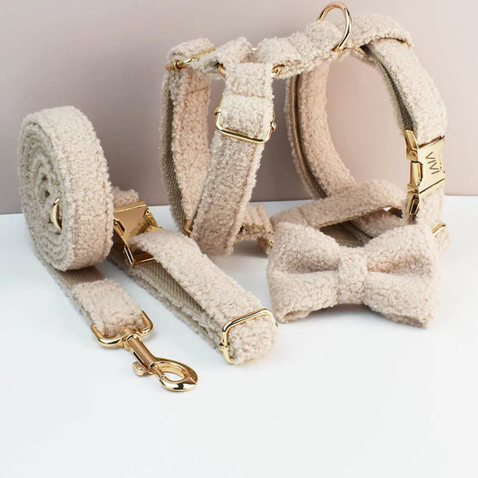 Teddy Velvet Dog Collar And Leash Set For - MyPetDollar.com