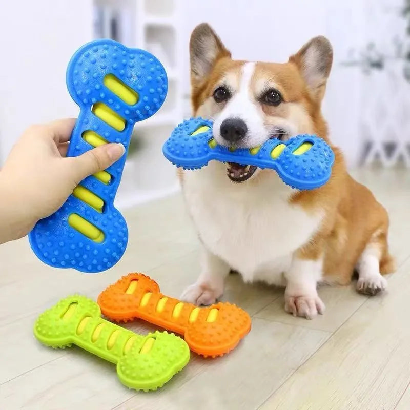 Dog Rubber Bone Chew Toy Squeaky Bite - MyPetDollar.com