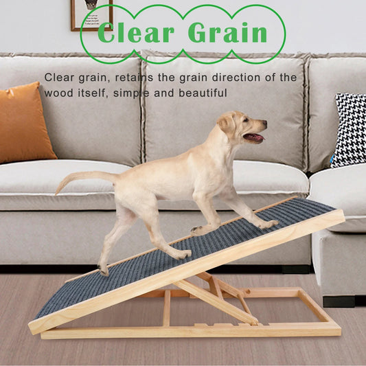 Adjustable Dog Ramp Pet Wooden Folding Dog & - MyPetDollar.com