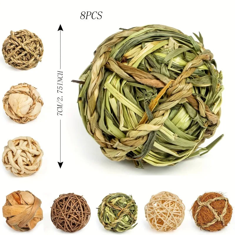 8pcs Bunny Grass Balls Rolling Toys for - MyPetDollar.com