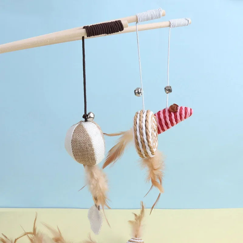 New Mouse Wooden Teasing Cat Rod Cat Toy Pet - MyPetDollar.com
