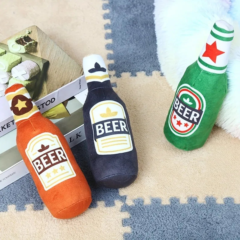 Realistic Beer Bottle Shape, Squeaking Dog - MyPetDollar.com