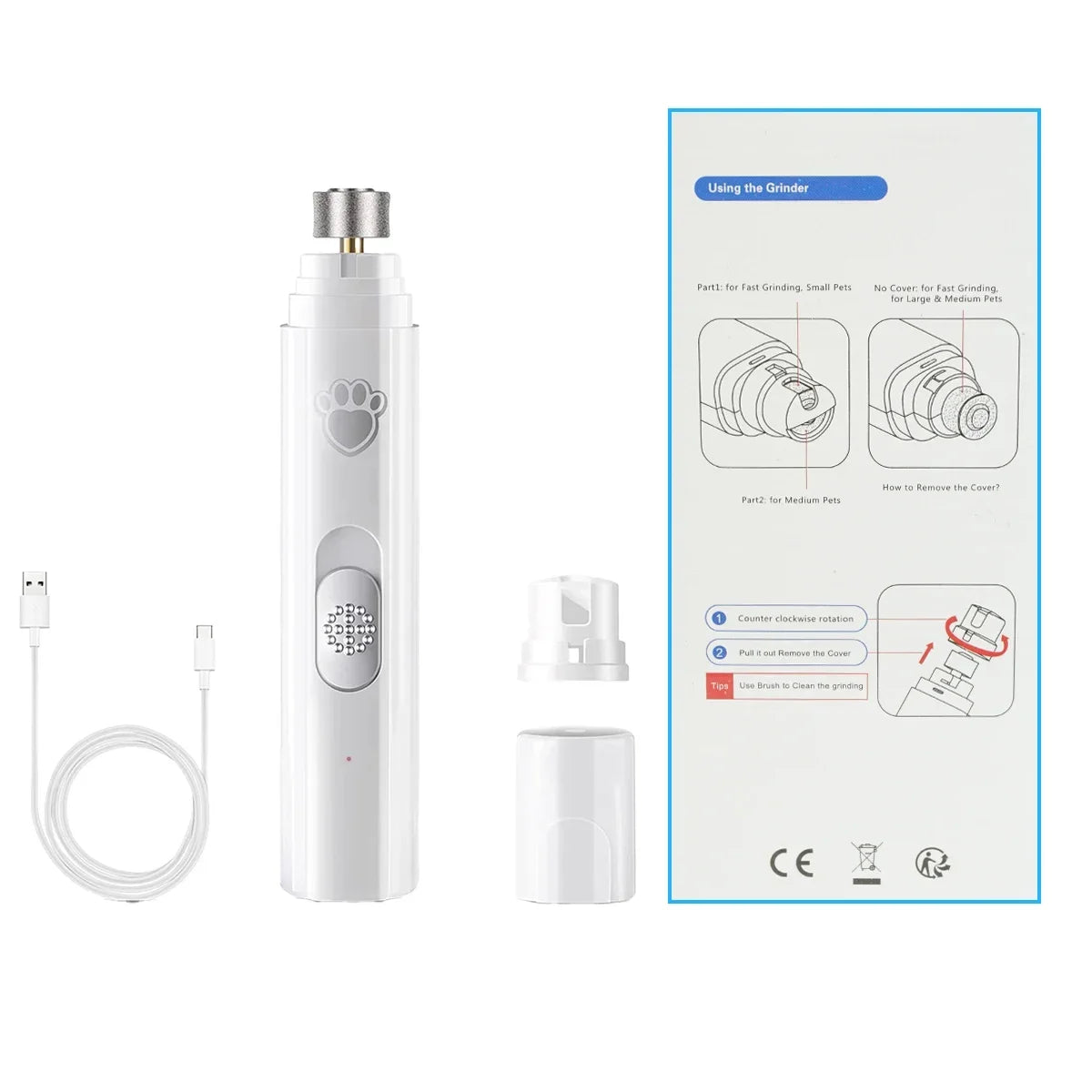 Rechargeable Electric Dog Nail Grinder Pet Clipper – Dog Supplies