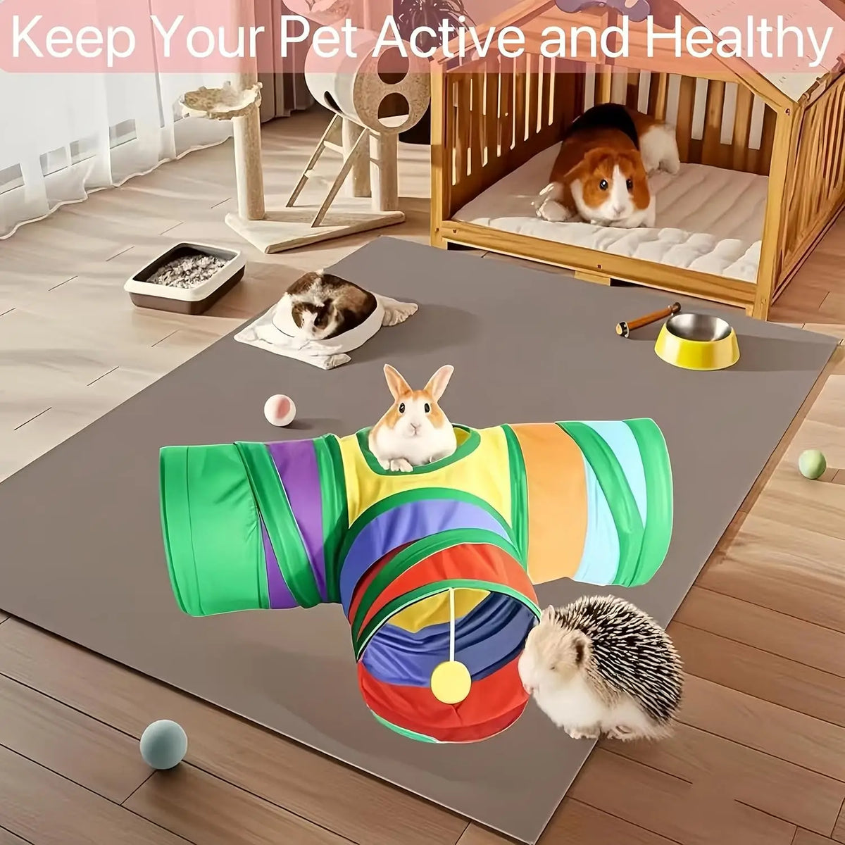 Guinea Pig Tunnel Toys Collapsible Rabbit - MyPetDollar.com
