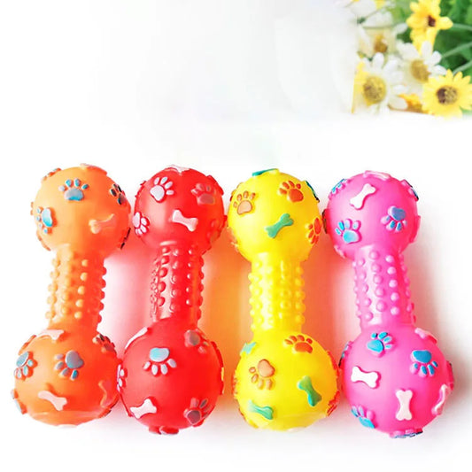 New Pet Dog Squeaky Toy - Dumbbell & Bone - MyPetDollar.com