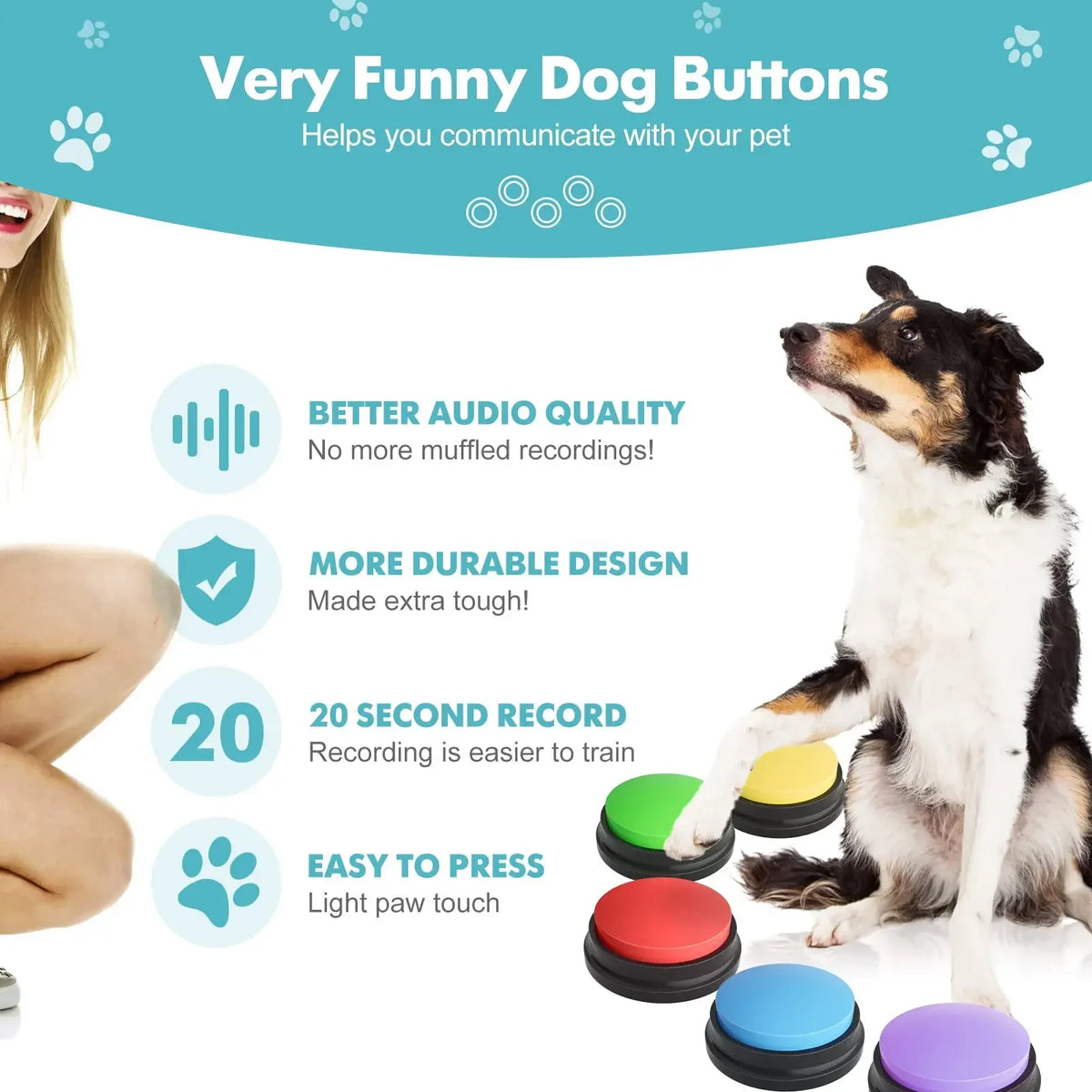 Voice Recording Button Pet Toys Dog Buttons - MyPetDollar.com