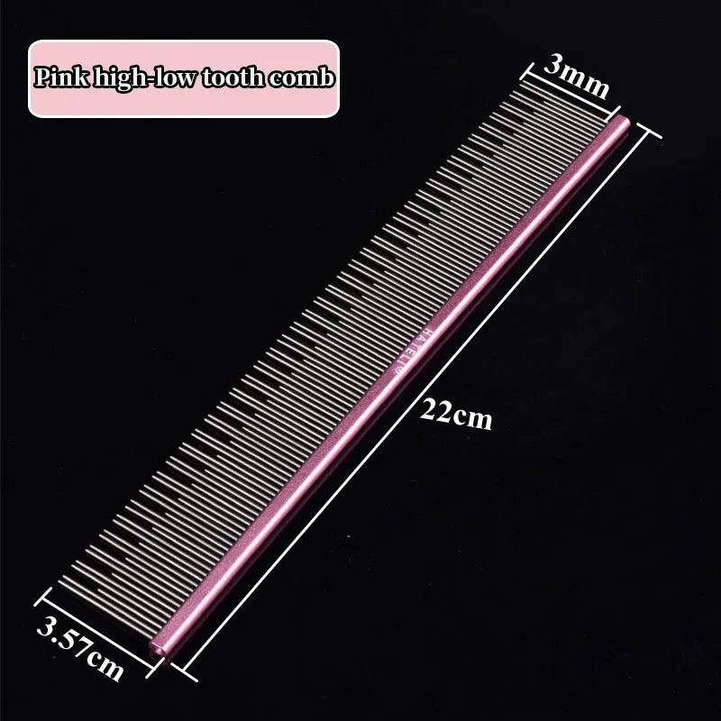 Pet Pink Comb Cat & Dog Professional Stainless Steel Grooming – 7 Colors