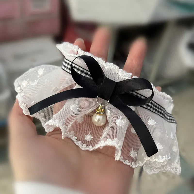 White Lace Bowknot Collar, Bowtie Bibs, Mesh - MyPetDollar.com