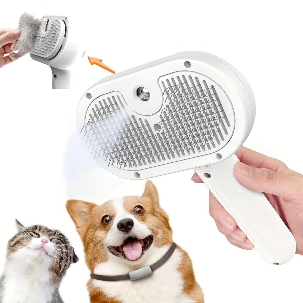 Steamy Dog Brush Electric Spray Cat Hair - MyPetDollar.com