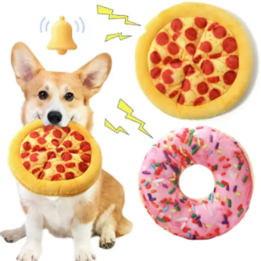 New Plush Dog Toy Doughnut Pizza Shape Pet - MyPetDollar.com