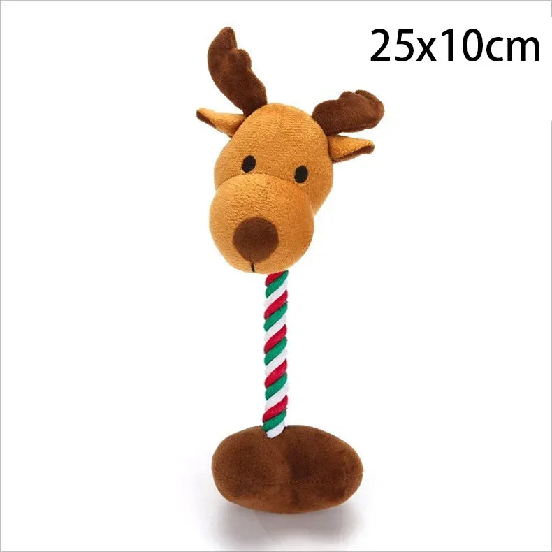 Dog Chewing Plaything Xmas Pet Plush Noise Santa Elk Gingerbread Man