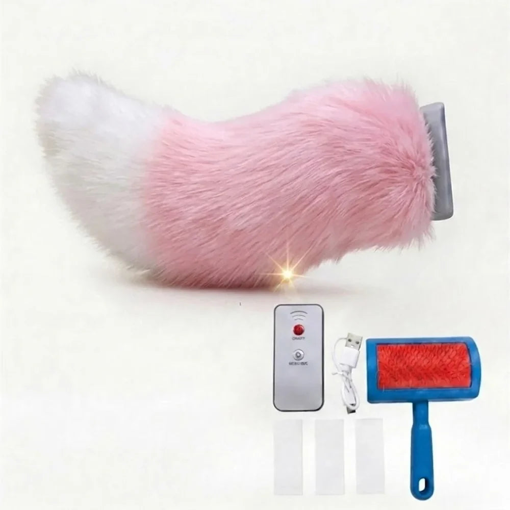 Fluffy Motorcycle Tail Decoration Vehicle Plush Car Moving