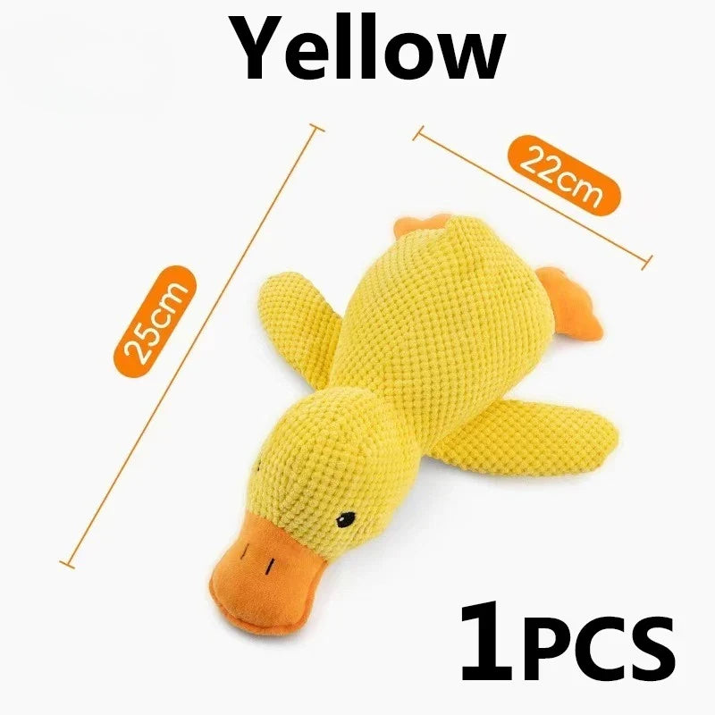 Plush Yellow Duck Dog Toys for Aggressive Chewers Cats Chew Squeak