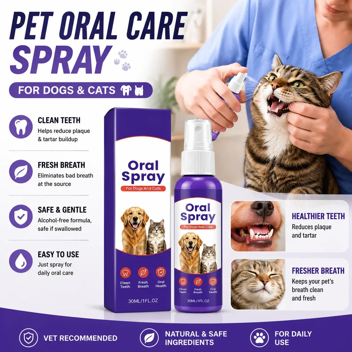 Pet Oral Care Spray for Dogs Cats Dental - MyPetDollar.com