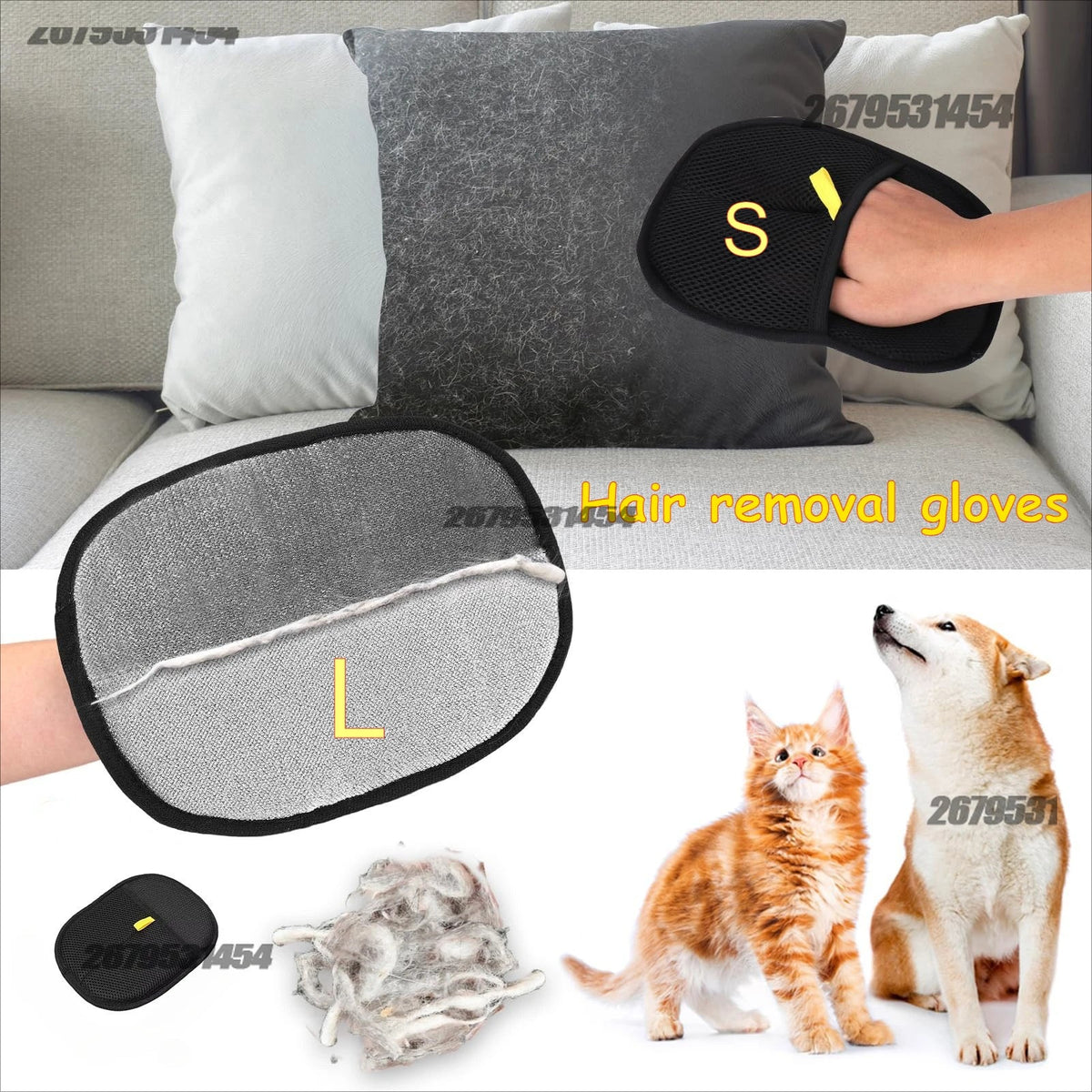 2 In 1 Pet Hair Removal Mitts For Cats Dogs - MyPetDollar.com