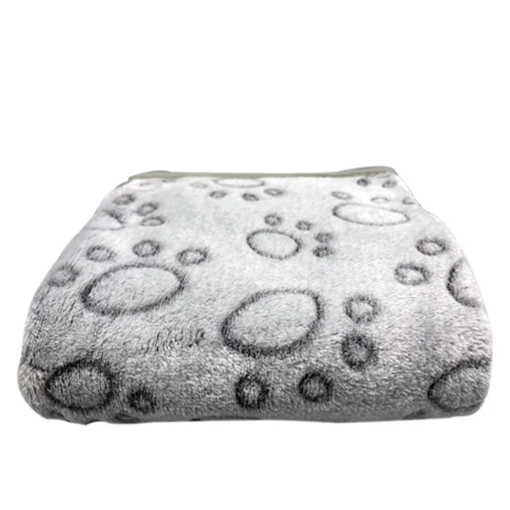 Coral Fleece Pet Blanket Warm Paw Print Dog - MyPetDollar.com