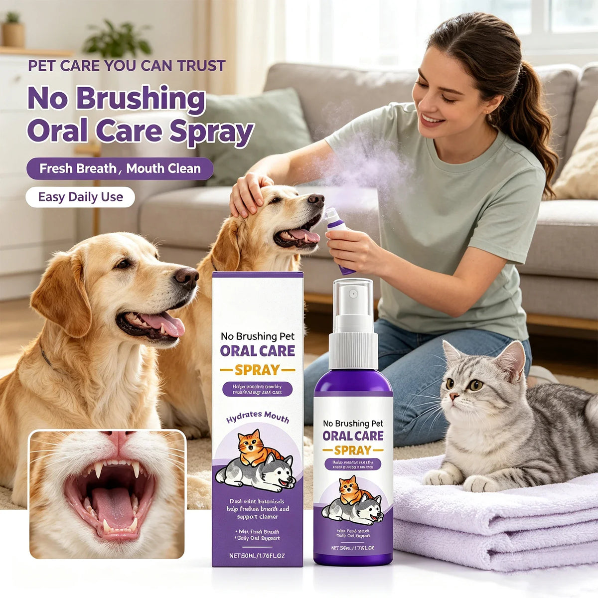 Pet Oral Care Spray Teeth Cleaning Remove - MyPetDollar.com
