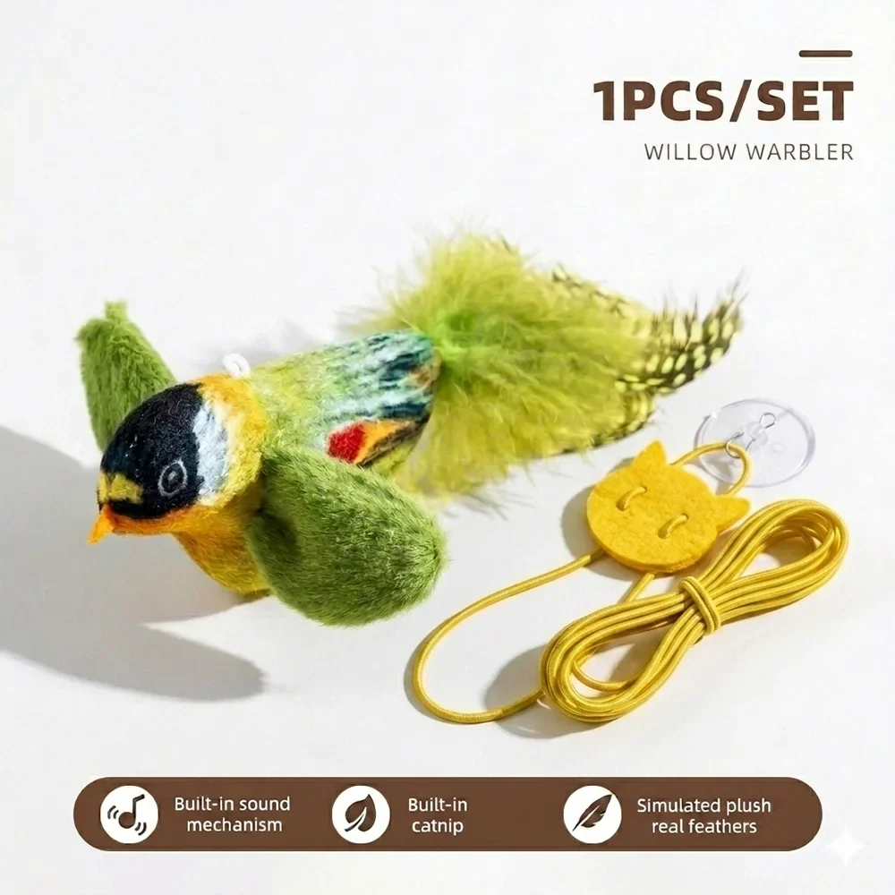 Indoor Interactive Birds Plaything for Cat Chasing Teasing Sounding – 7 Colors